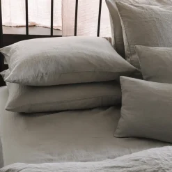 200 LINTEX Taies D'oreiller-Taie d'oreiller en lin lavé - Gris Brume