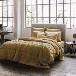 200 LINTEX Taies D'oreiller-Taie d'oreiller en lin lavé - Jaune Midi