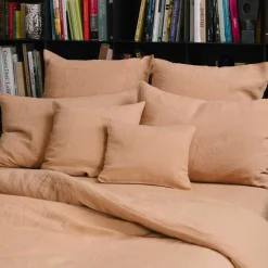 200 LINTEX Taies D'oreiller-Taie d'oreiller en lin lavé - Brun Chamotté