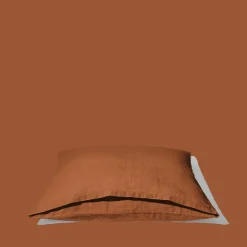 200 LINTEX Taies D'oreiller-Taie d'oreiller en lin lavé - Brique de Sienne