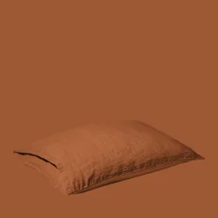 200 LINTEX Taies D'oreiller-Taie d'oreiller en lin lavé - Brique de Sienne