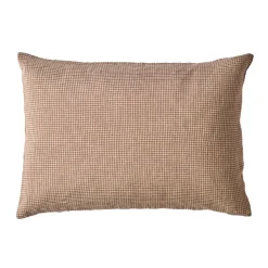 200 LINTEX L'esprit Merci|Édition Limitée-Taie d'oreiller en lin lavé - Carreaux Brun Cha Iro