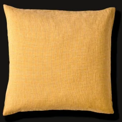 200 LINTEX L'esprit Merci|Édition Limitée-Taie d'oreiller en lin lavé - Carreaux Jaune Asahi