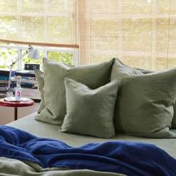 200 LINTEX Maison De Campagne|Taies D'oreiller-Taie d'oreiller en lin lavé - Vert Komorebi