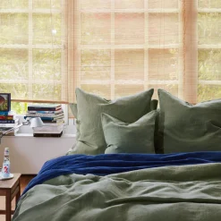 200 LINTEX Maison De Campagne|Taies D'oreiller-Taie d'oreiller en lin lavé - Vert Komorebi