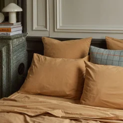 1700 COTEX Taies D'oreiller-Taie d'oreiller en percale de coton - Brun Sarrasin
