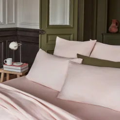 1700 COTEX Taies D'oreiller-Taie d'oreiller en percale de coton - Rose des Sables