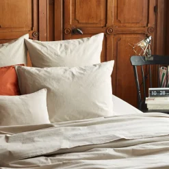 1700 COTEX Taies D'oreiller-Taie d'oreiller en percale de coton - Beige Dune