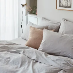 1700 COTEX Taies D'oreiller-Taie d'oreiller en percale de coton - Gris Pavot