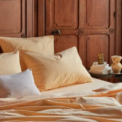 1700 COTEX Taies D'oreiller-Taie d'oreiller en percale de coton - Jaune Orge