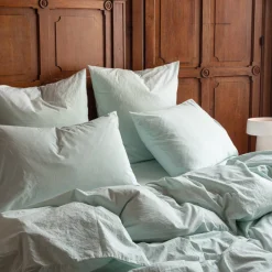 #N/A Taies D'oreiller-Taie d'oreiller en percale de coton - Bleu d'Eau