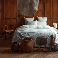 #N/A Taies D'oreiller-Taie d'oreiller en percale de coton - Bleu d'Eau