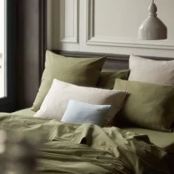 1700 COTEX Taies D'oreiller-Taie d'oreiller en percale de coton - Vert Camouflage