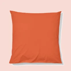 1700 COTEX Taies D'oreiller-Taie d'oreiller en percale de coton - Rouge Ocre