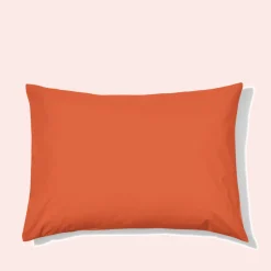 1700 COTEX Taies D'oreiller-Taie d'oreiller en percale de coton - Rouge Ocre