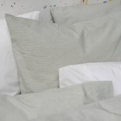 1700 COTEX Maison De Campagne|Taies D'oreiller-Taie d'oreiller en percale de coton - Rayures Vert Camouflage