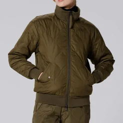 Femme Taion Manteaux-- Veste Military Reversible Down - Vert/Blanc