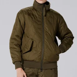 Femme Taion Manteaux-- Veste Military Reversible Down - Vert/Blanc