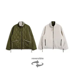 Homme TAION Vestes-- Veste Military Reversible Down - Olive/Cream