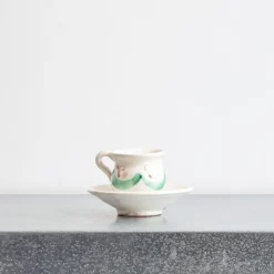 2030 AJUAR Tasses-Tasse et soucoupe peinte à la main - Vert