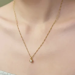 Femme TEN Colliers-- Pendentif Dipper Charm - Doré Pierre de lune