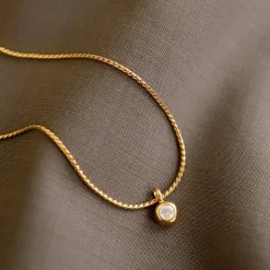 Femme TEN Colliers-- Pendentif Dipper Charm - Doré Pierre de lune