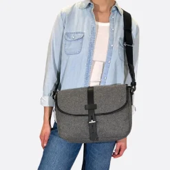 Femme THYRS Sacs À Main-- Besace Drap de Laine - Anthracite