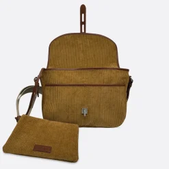 Femme THYRS L'esprit Merci|Sacs À Main-- Besace Velours - Caramel