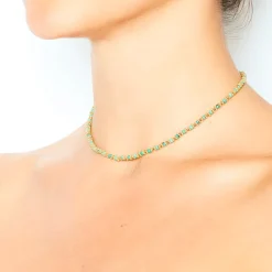Femme TITYARAVY Colliers-- Collier Kamala Turquoise - Beige