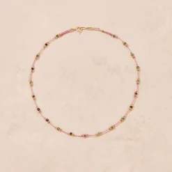 Femme TITYARAVY Colliers-- Collier Lotus - Rose Zoïsite