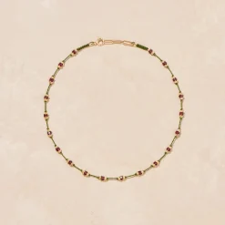 Femme TITYARAVY Colliers-- Collier Peony Grenat - Vert