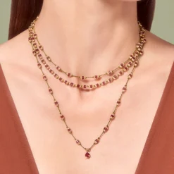 Femme TITYARAVY Colliers-- Collier Peony Grenat - Vert