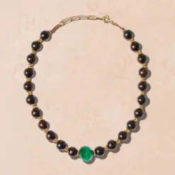 Femme TITYARAVY Colliers-- Collier Samhita Bois - Marron