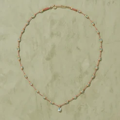 Femme TITYARAVY Colliers-- Talisman Peony Aigue marine - Bleu