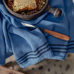 200 LINTEX Torchons-Torchon en lin lavé - Bleu Paros