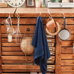 200 LINTEX Torchons-Torchon en lin lavé - Bleu Shibori