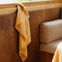 200 LINTEX L'esprit Merci|Torchons-Torchon en lin lavé - Carreaux Jaune Asahi