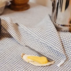 200 LINTEX L'esprit Merci|Torchons-Torchon en lin lavé - Carreaux Bleu Shibori