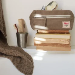 200 LINTEX Accessoires De Beauté|Accessoires De Salle De Bain-Trousse de toilette en lin lavé - Brun Cha Iro