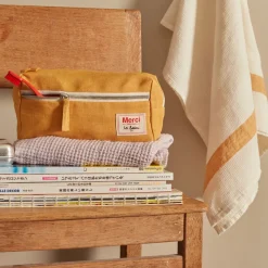 200 LINTEX Trousses De Toilette|Accessoires De Beauté-Trousse de toilette en lin lavé - Jaune Asahi