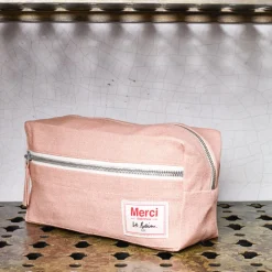 200 LINTEX Trousses De Toilette|Accessoires De Salle De Bain-Trousse de toilette en lin lavé - Rose Argile