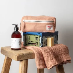 200 LINTEX Trousses De Toilette|Accessoires De Salle De Bain-Trousse de toilette en lin lavé - Rose Argile