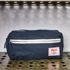 200 LINTEX Trousses De Toilette|Accessoires De Beauté-Trousse de toilette en lin lavé - Bleu Encre