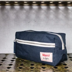 200 LINTEX Trousses De Toilette|Accessoires De Beauté-Trousse de toilette en lin lavé - Bleu Encre