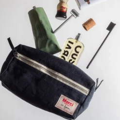 200 LINTEX Trousses De Toilette|Accessoires De Beauté-Trousse de toilette en lin lavé - Bleu Encre