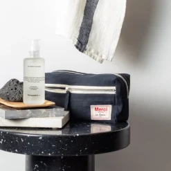 200 LINTEX Trousses De Toilette|Accessoires De Beauté-Trousse de toilette en lin lavé - Bleu Encre