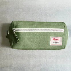 200 LINTEX Trousses De Toilette|Accessoires De Beauté-Trousse de toilette en lin lavé - Vert d'Anduze