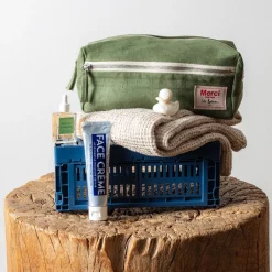 200 LINTEX Trousses De Toilette|Accessoires De Beauté-Trousse de toilette en lin lavé - Vert d'Anduze