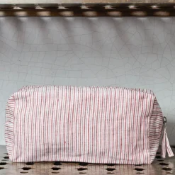 200 LINTEX Trousses De Toilette|Accessoires De Beauté-Trousse de toilette en lin lavé - Rayures Chemise Rouge Pompei