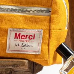 200 LINTEX Trousses De Toilette|Accessoires De Beauté-Trousse de toilette en lin lavé - Jaune Vallauris